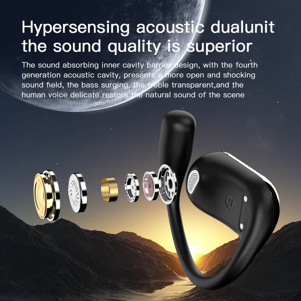 Open Bluetooth Headset/LCD Display/Hanging Ear OWS/Wireless Noise Cancellation/Long Battery Life/Sports Headphones-Q16S-Pro