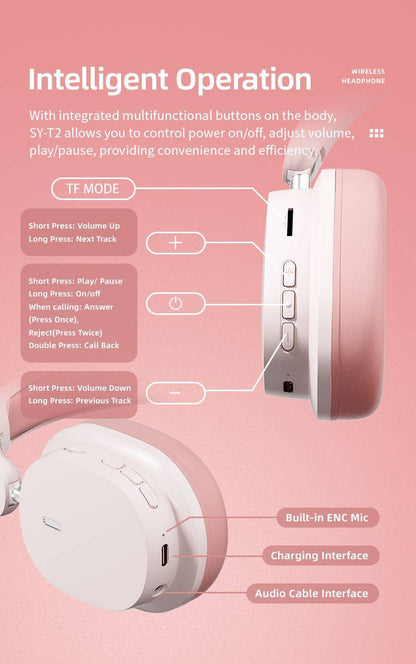 Wireless Bluetooth Headset/Headset/Gaming Headset/Long Battery Life/High Sound Quality/Low Latency Gaming Headset-SY-T2