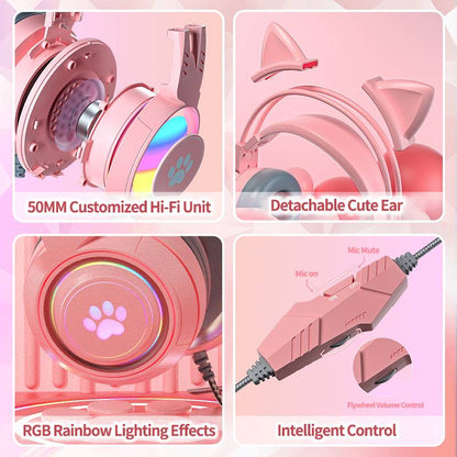 Cute cat ear/game computer headset/wired live streaming/headset/headset gaming headset-SYG25