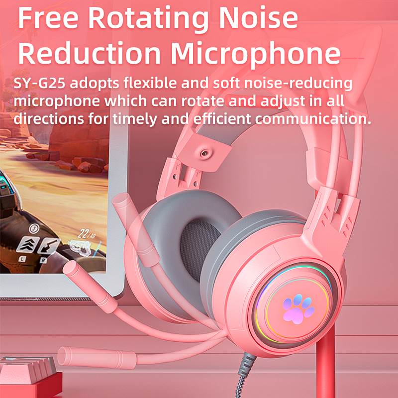 Cute cat ear/game computer headset/wired live streaming/headset/headset gaming headset-SYG25