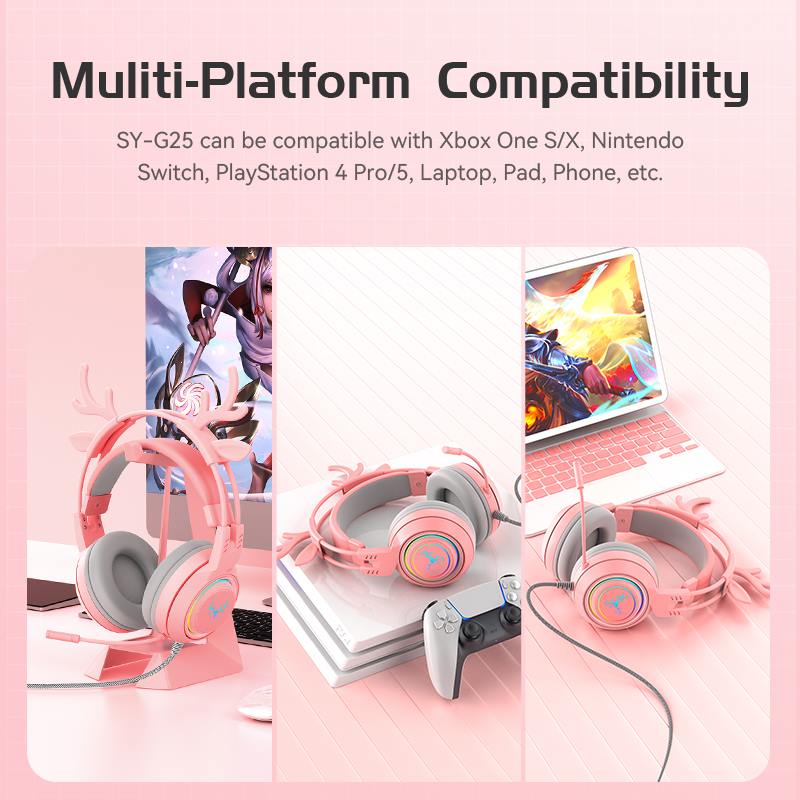 Cute cat ear/game computer headset/wired live streaming/headset/headset gaming headset-SYG25