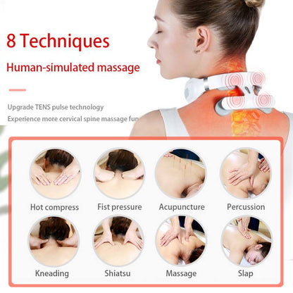 Cervical massager / home electric neck physiotherapy / neck protector / pulse heat compress / shoulder and neck kneading massager-H62