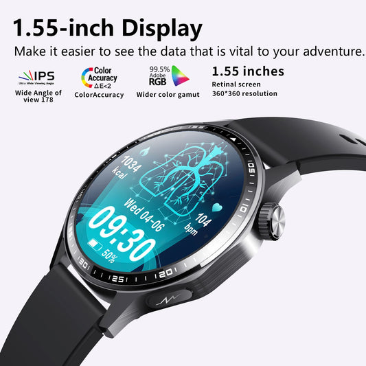 Round Screen Smart Watch/High Performance HD/Call Function/Detect Body Fat, Uric Acid, Sleep, Heart Rate, Fall, SOS Health Watch-F210