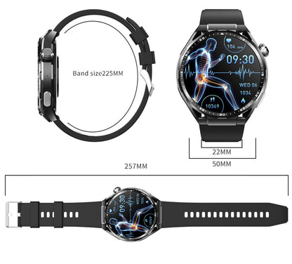 Men's watch multi-function round screen to measure blood sugar and blood lipids, ECG sports watch, Bluetooth call smart watch 1.55"-F200