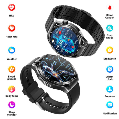 Men's watch multi-function round screen to measure blood sugar and blood lipids, ECG sports watch, Bluetooth call smart watch 1.55"-F200