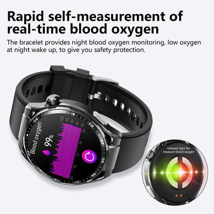 Men's watch multi-function round screen to measure blood sugar and blood lipids, ECG sports watch, Bluetooth call smart watch 1.55"-F200