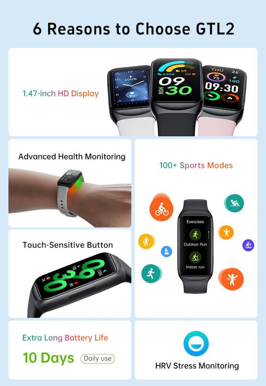 Smart Bracelet/1.47 Large Screen Bracelet/Heart Rate Step/Thin Sports Bracelet/Sports Watch-GTL2