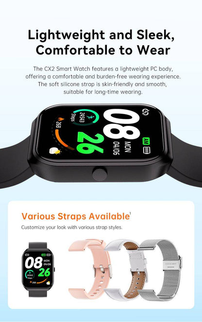 Smart watch/Bluetooth calling/100+ sports modes/sports monitoring/heart rate blood oxygen intelligence Monitoring//Lightweight design/1.95-inch large screen/Smart Band -CX2