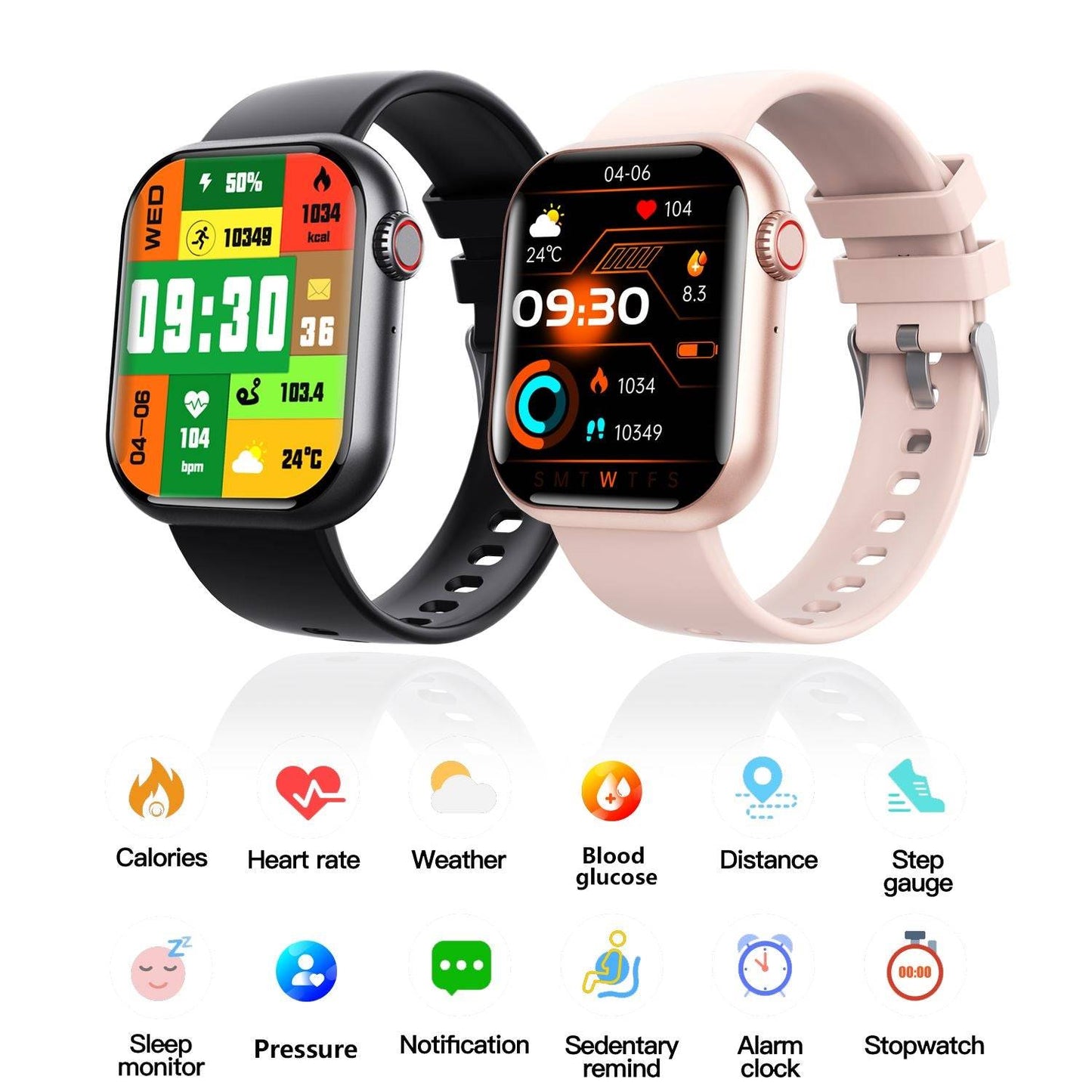 Smart Watch/Non-invasive Blood Sugar, Uric Acid, Blood Lipid Monitoring, Blood Pressure/Bluetooth Call Watch/Smart Black Technology-F108