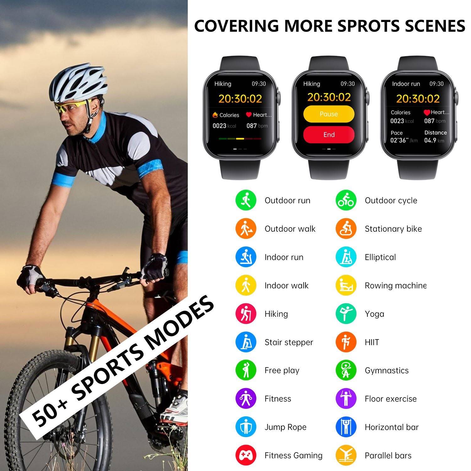 Measure blood sugar, heart rate, blood pressure, blood oxygen/health monitoring/SOS/Bluetooth call, smart watch/sports watch-F59