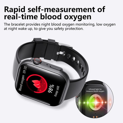 Measure blood sugar, heart rate, blood pressure, blood oxygen/health monitoring/SOS/Bluetooth call, smart watch/sports watch-F59