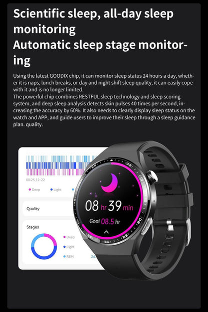 Round screen smart watch/blood glucose, ECG, blood pressure, uric acid, blood lipid monitoring/Bluetooth call/SOS/sports watch-F800