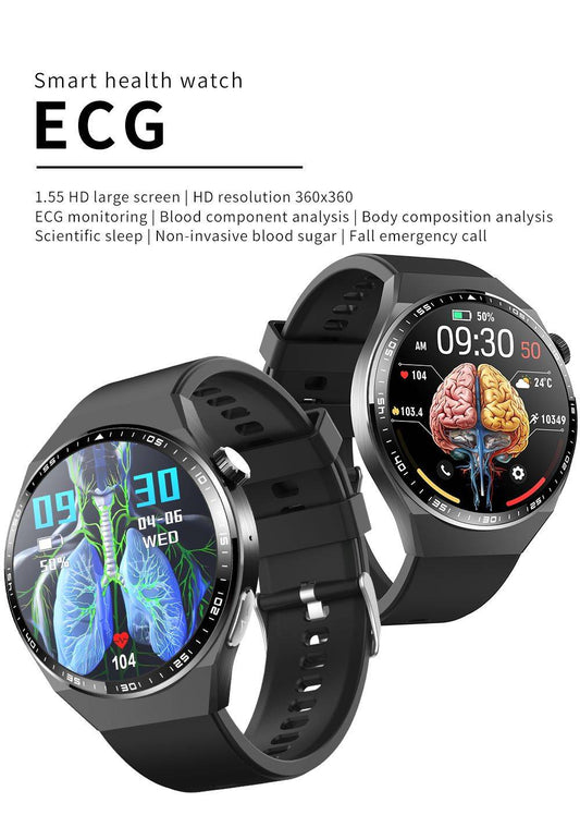 Round screen smart watch/blood glucose, ECG, blood pressure, uric acid, blood lipid monitoring/Bluetooth call/SOS/sports watch-F800