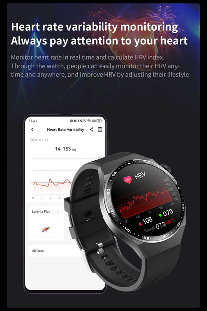 Round screen smart watch/blood glucose, ECG, blood pressure, uric acid, blood lipid monitoring/Bluetooth call/SOS/sports watch-F800