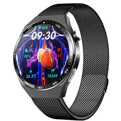 Round screen smart watch/blood glucose, ECG, blood pressure, uric acid, blood lipid monitoring/Bluetooth call/SOS/sports watch-F800