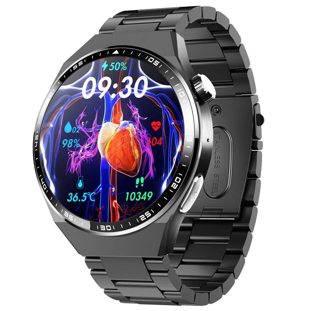 Round screen smart watch/blood glucose, ECG, blood pressure, uric acid, blood lipid monitoring/Bluetooth call/SOS/sports watch-F800