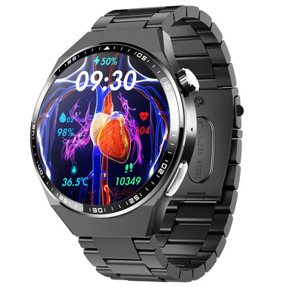 Round screen smart watch/blood glucose, ECG, blood pressure, uric acid, blood lipid monitoring/Bluetooth call/SOS/sports watch-F800