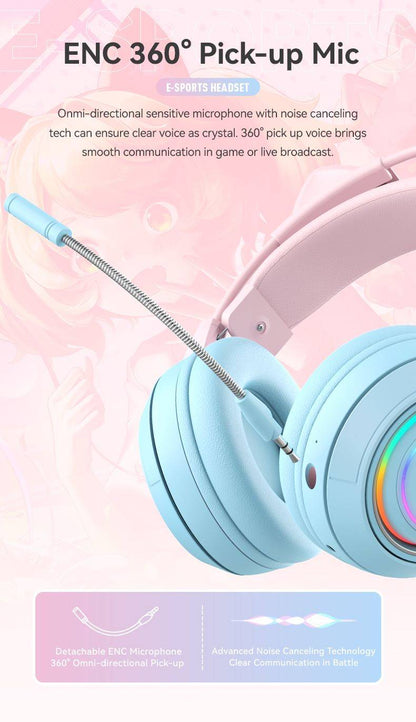 Wireless Bluetooth Headset/Luminous Ambient Light/Gaming Headset/Long Battery Life/Cat Ear Headset-SY-T25